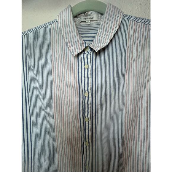 Madewell Central Shirtdress Rawley Stripe Tulum Blue Size Medium Excellent - Picture 6 of 11